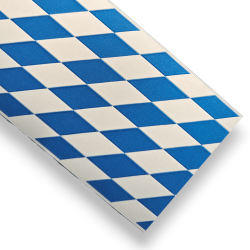 Bayernborte, gewebt Blau-Weiß, großes Muster, 75 mm breit, 25 Meter